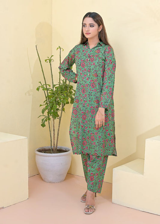 Cotton 2pc set-78903 GreenPnk23