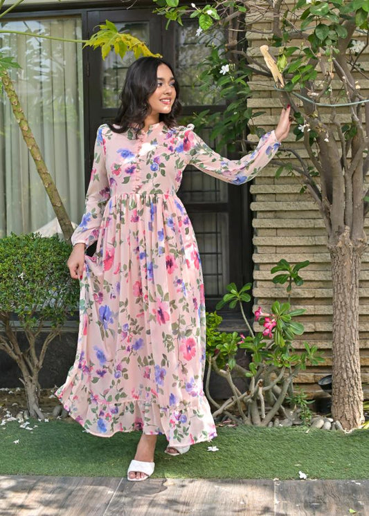 Chiffon maxi pinkB 10179