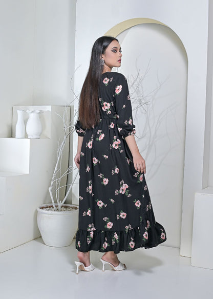 Georgette maxi 10171 blackbgFl