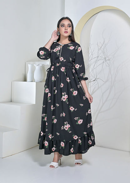 Georgette maxi 10171 blackbgFl