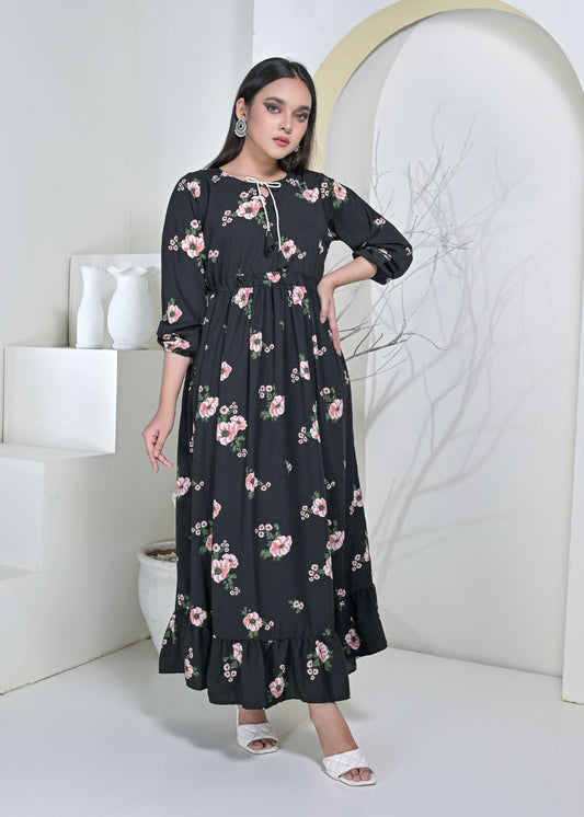 Georgette maxi 10171 blackbgFl