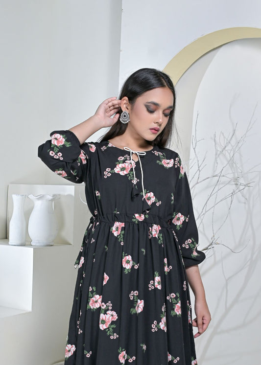 Georgette maxi 10171 blackbgFl