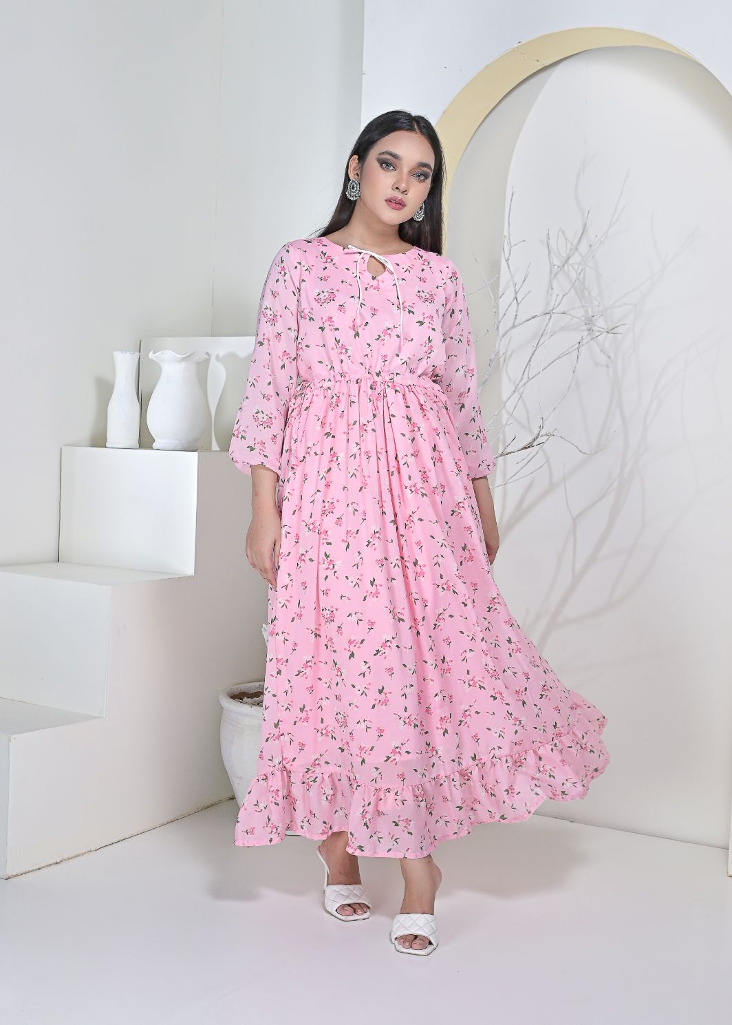 Chiffon maxi  10173 Pinkneon