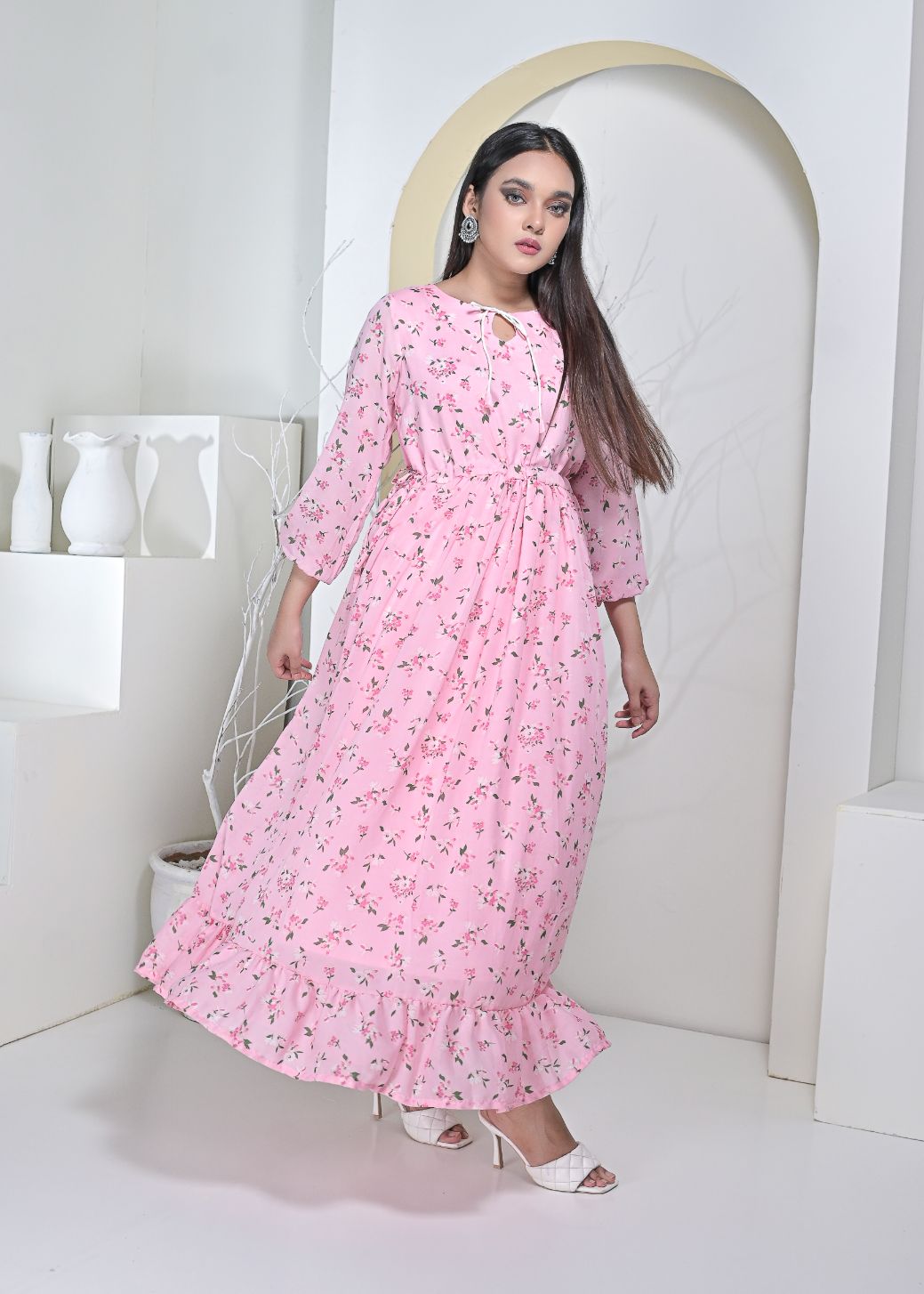 Chiffon maxi  10173 Pinkneon