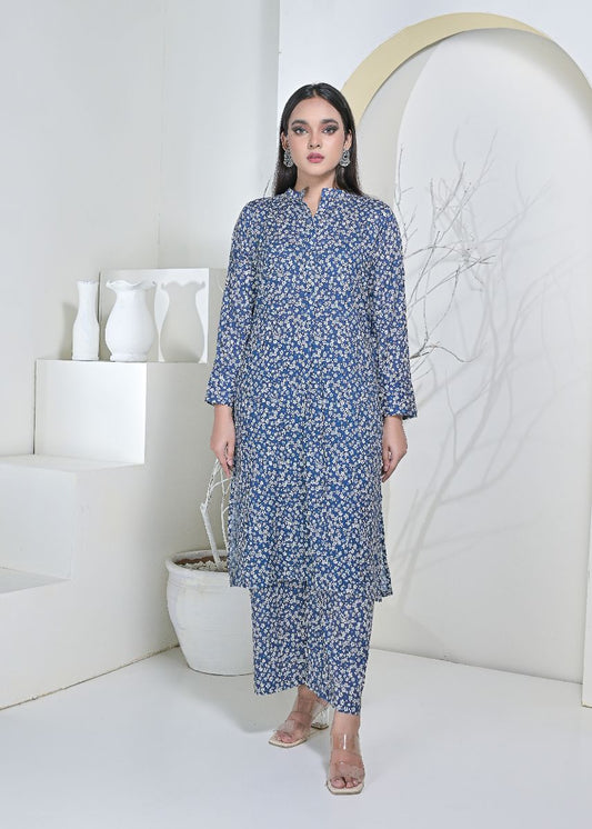 Cotton 2pc set-79001 Bluewhite