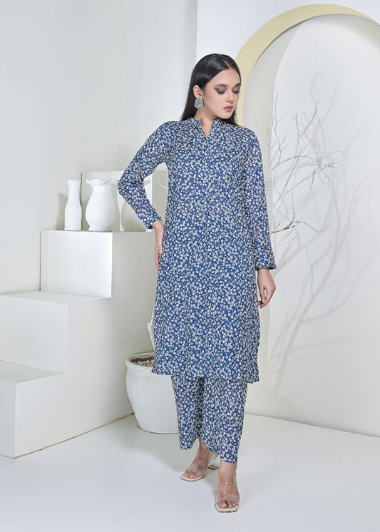 Cotton 2pc set-79001 Bluewhite