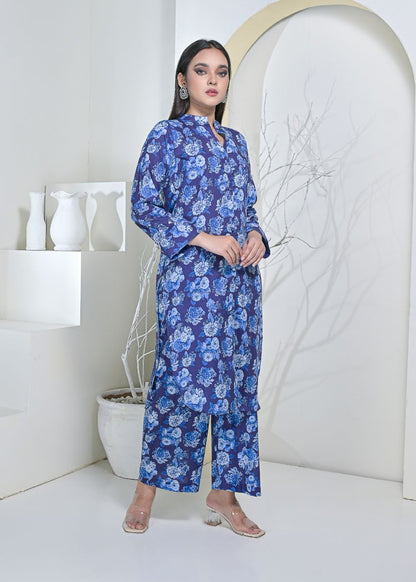 Cotton 2pc set-79007 NavyIce