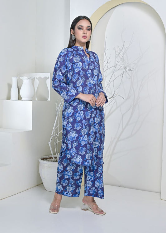 Cotton 2pc set-79007 NavyIce