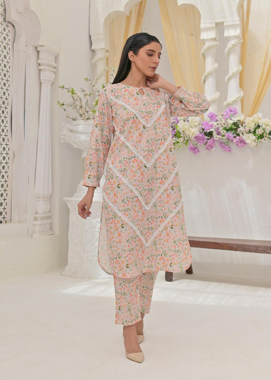 Cotton lawn79309 lacefrontPink
