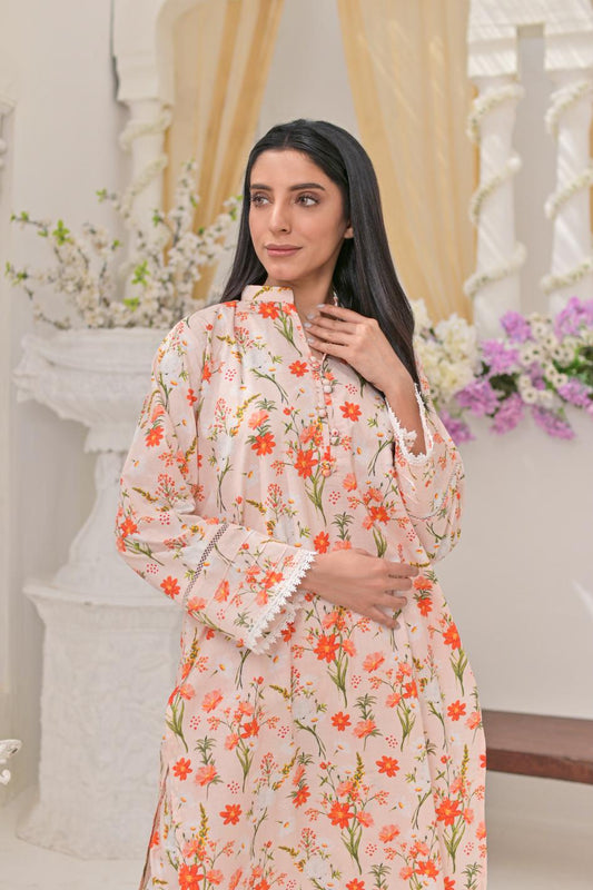 Cotton lawn 79301 peachOrnge