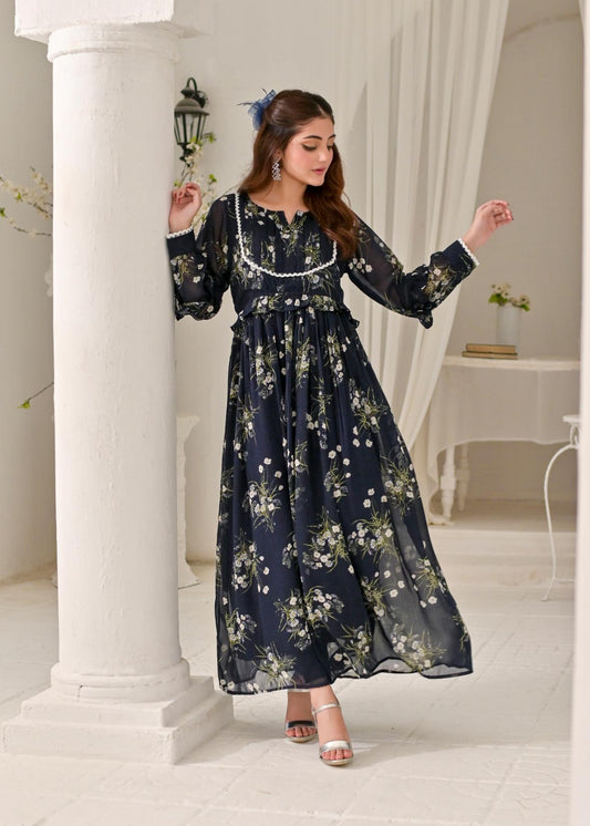 Chiffon maxi navylace 10222