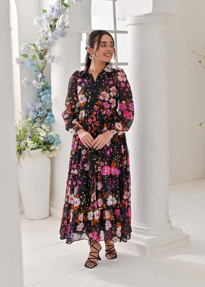 Chiffon maxi MultiFlblack 10220