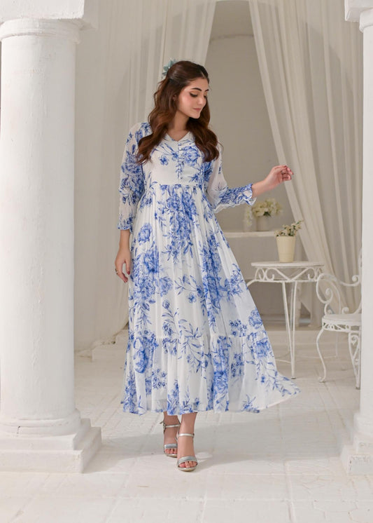 Chiffon maxi WhiteB 10218