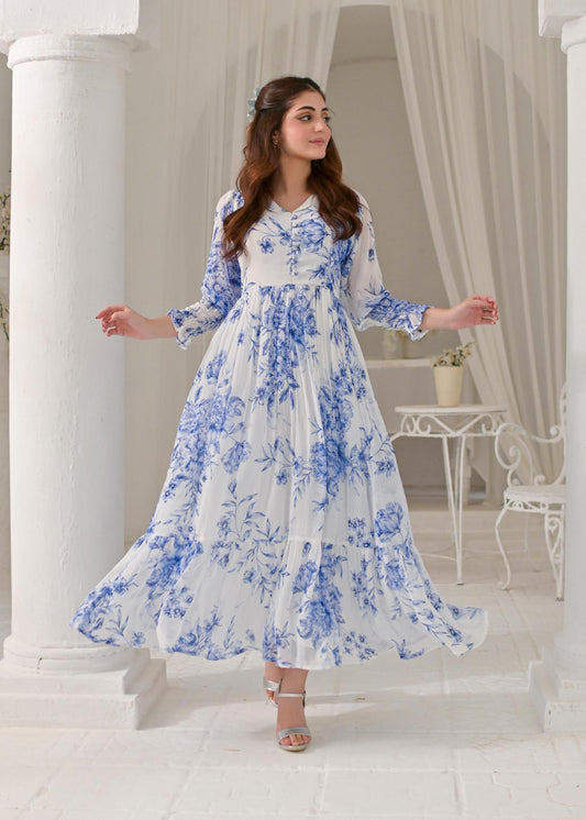 Chiffon maxi WhiteB 10218