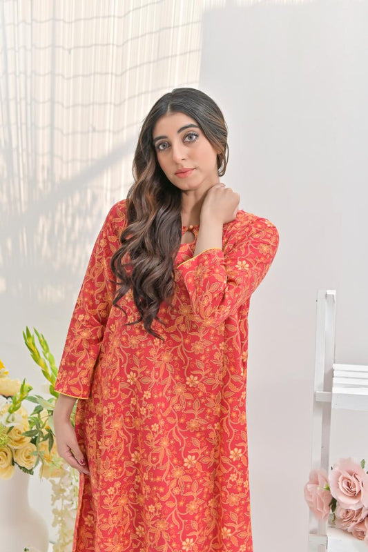 khaddar printed 2pc -79232 Red kali