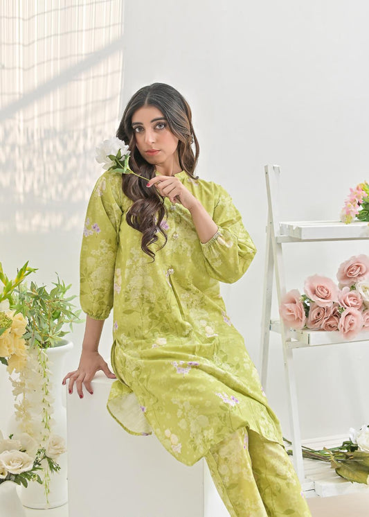khaddar printed 2pc -79234 lemongreen