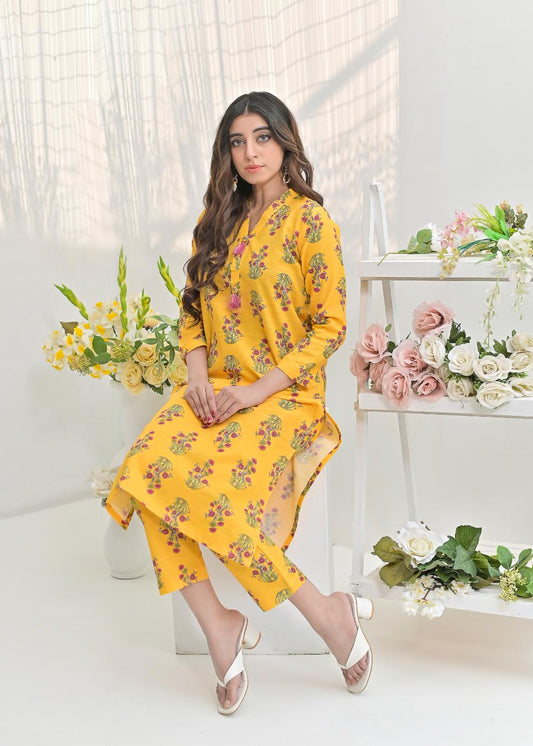 khaddar printed 2pc -79232 yellowBooti