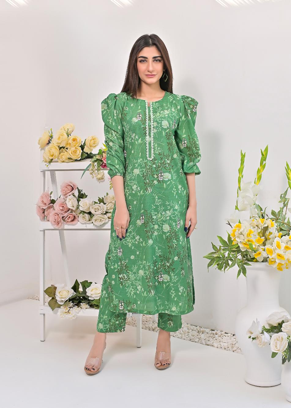 khaddar printed 2pc -79255 green