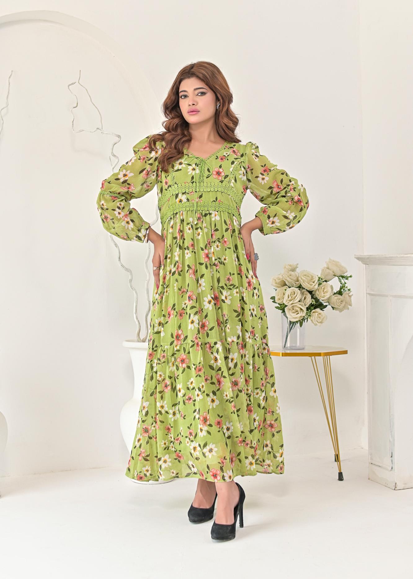 Chiffon maxi limegreenL 10217