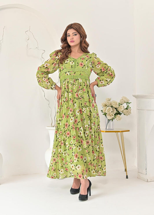 Chiffon maxi limegreenL 10217