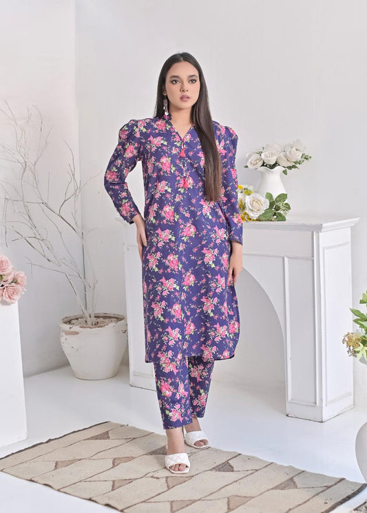 khaddar printed 2pc -79262 indigoFl