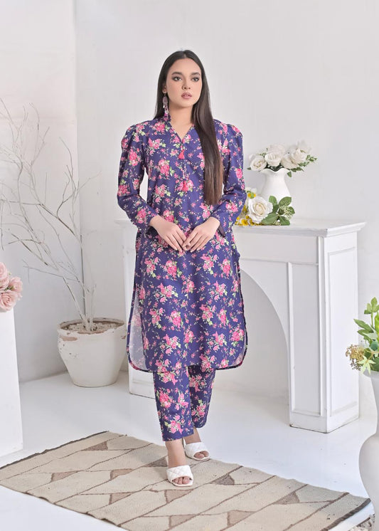 khaddar printed 2pc -79262 indigoFl