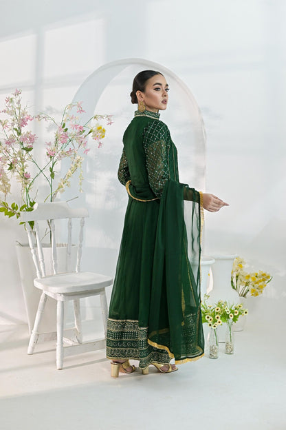 Chiffon emb kali bottlegreen 710
