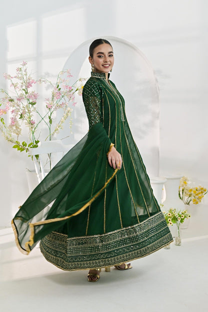Chiffon emb kali bottlegreen 710