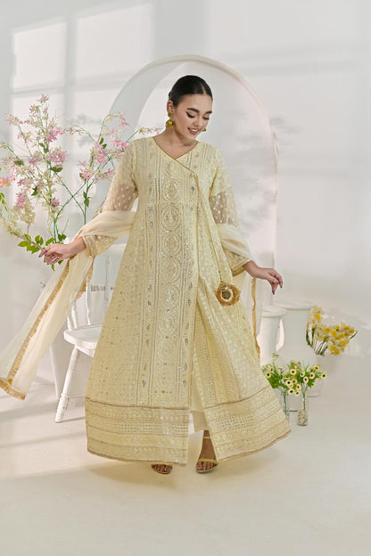 Chiffon zari emb Offwhite 700