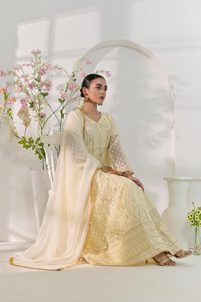 Chiffon zari emb Offwhite 700