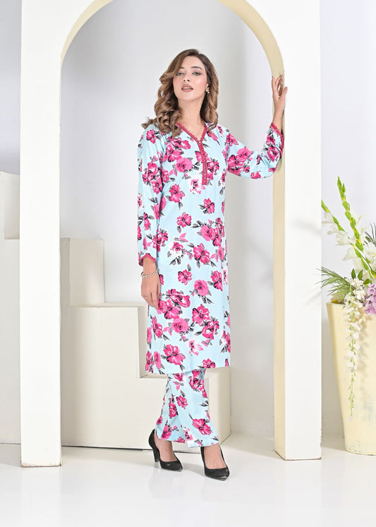 Linen 2pc  skypnk 79074