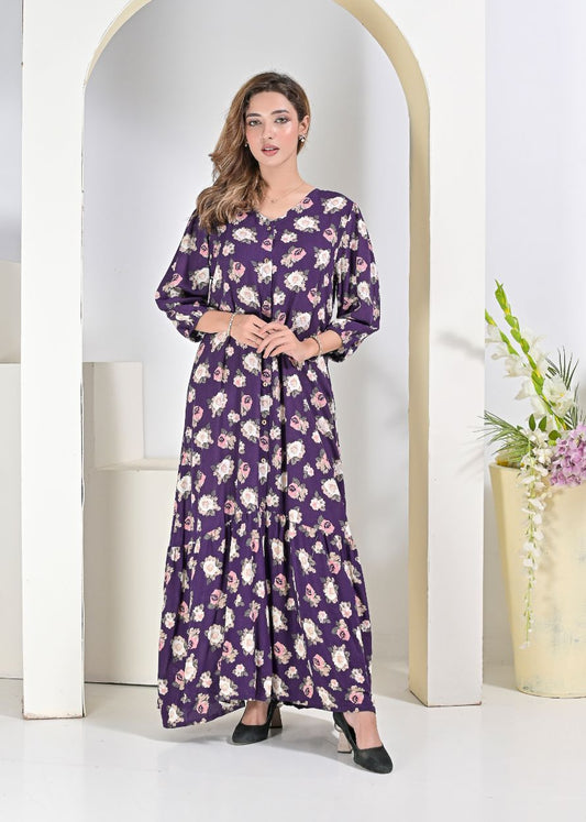 Linen dress- purple 79108