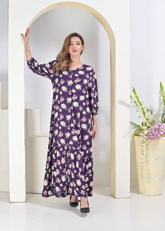Linen dress- purple 79108