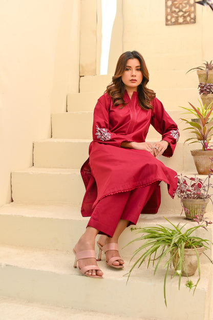 lawn emb 2pc -79324 rubyRed