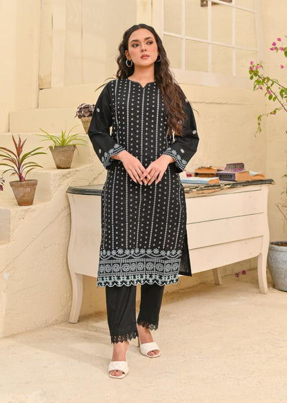 Cotton emb 2pc -79323 blackGree