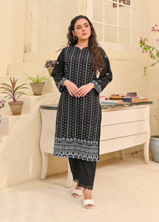 Cotton emb 2pc -79323 blackGree