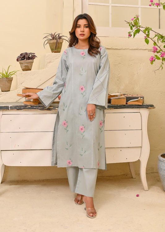 Cotton emb 2pc -79327 Ashgrey
