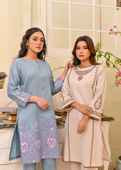 Cotton emb 2pc -79329 Coolgrey
