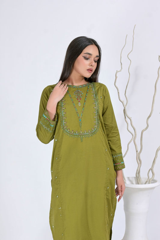 cotton Emb 2pc 1958 limegreen
