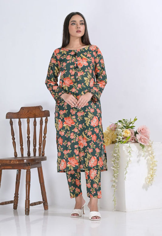 Lawn 2pc set-78730 bottlePinkFl