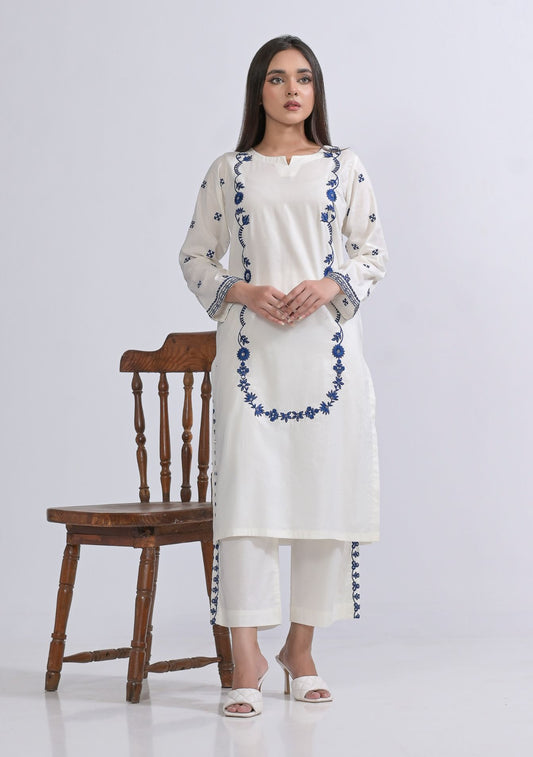 cotton Emb 2pc 1959 whiteBlu