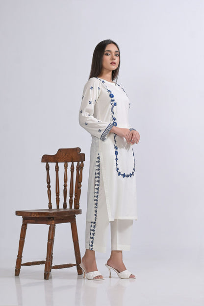 cotton Emb 2pc 1959 whiteBlu