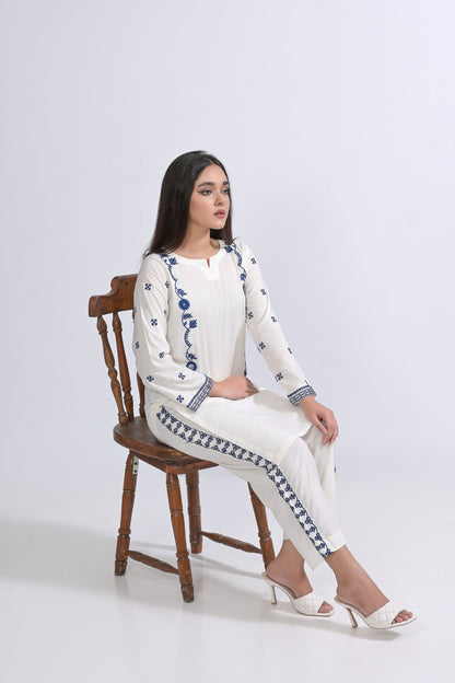 cotton Emb 2pc 1959 whiteBlu