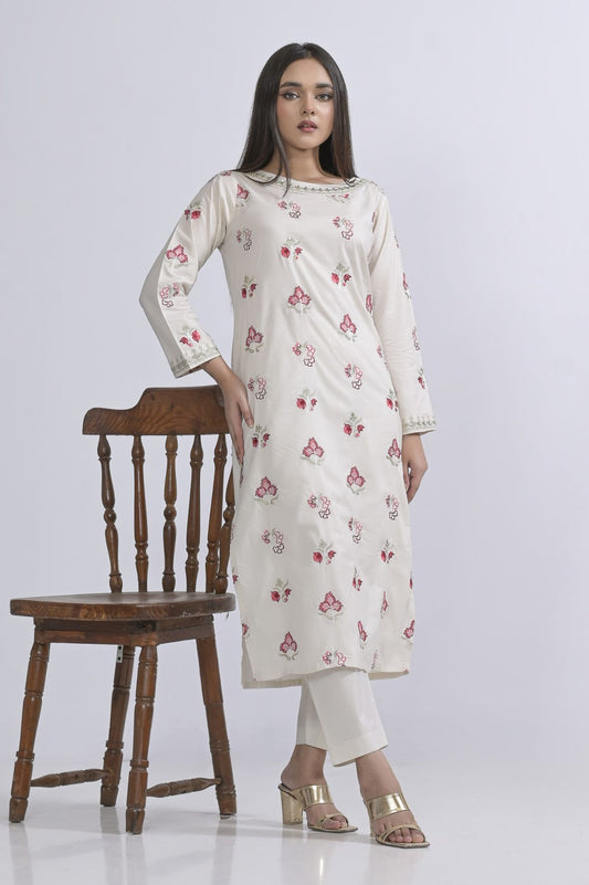 cotton Emb 2pc 1953 offwhiteFl