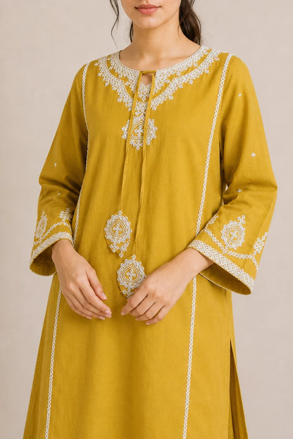 Embroidered 2pc lemonYellow 45520