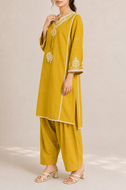 Embroidered 2pc lemonYellow 45520