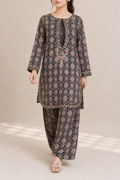 Embroidered 2pc blackArt 565612