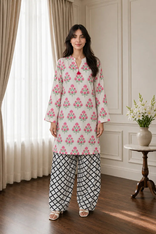 Cotton 2pc set 466157 PinkBeige