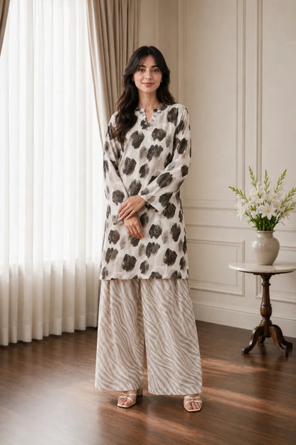 Cotton 2pc set 466159 beige abstract