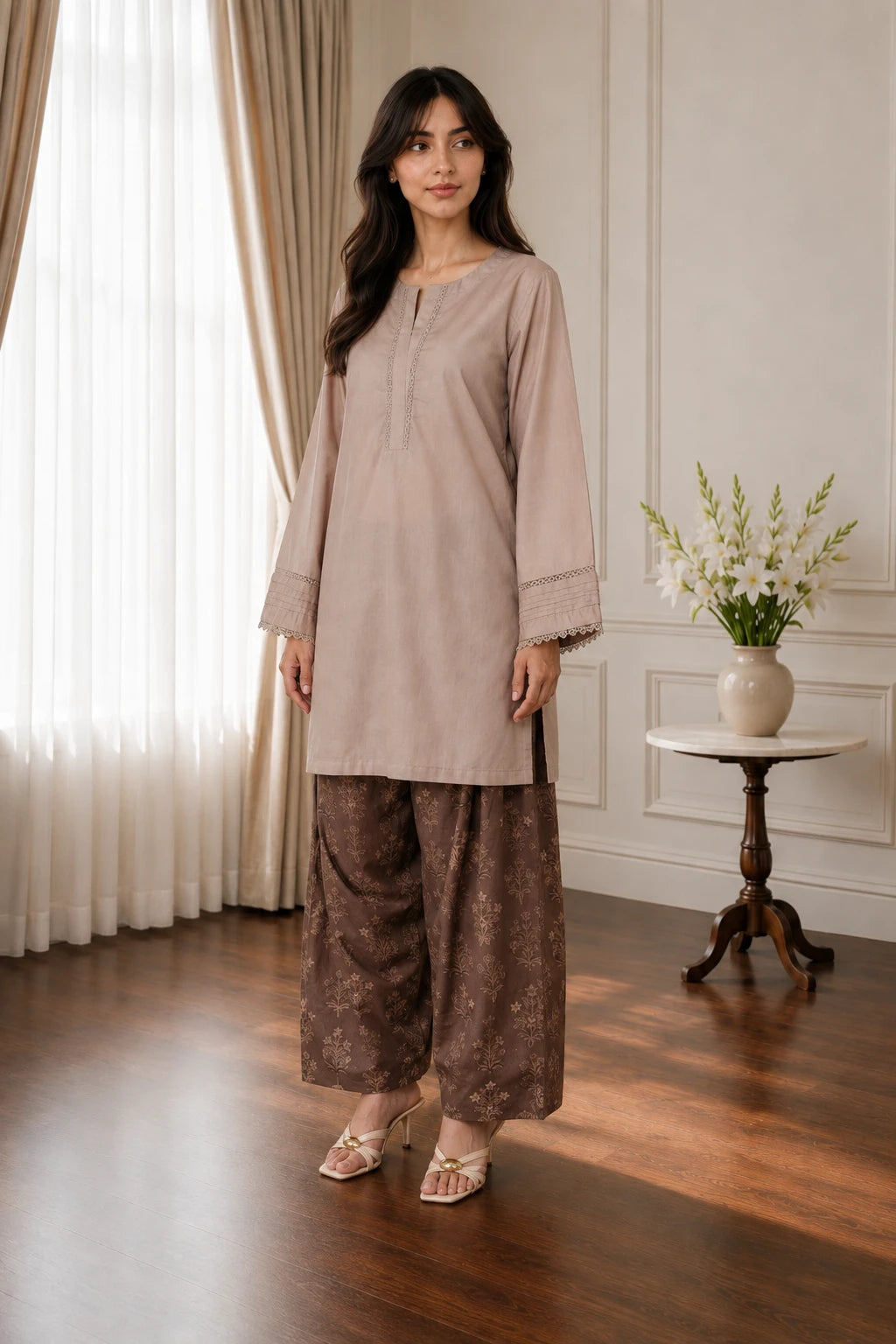 Cotton 2pc set 466165 coffeeBeige